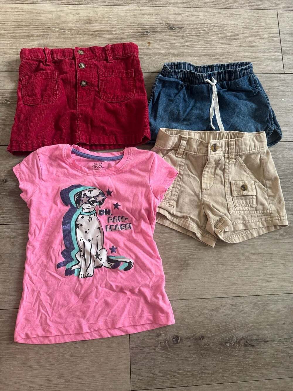 5T bundle lot 4 pieces girls skirt, shorts and tshirt